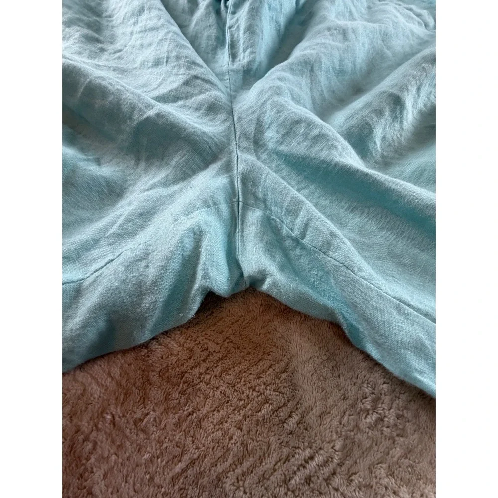 Charter Club Luxury Linen Light Blue Drawstring Straight Leg Pants Womens 16‎